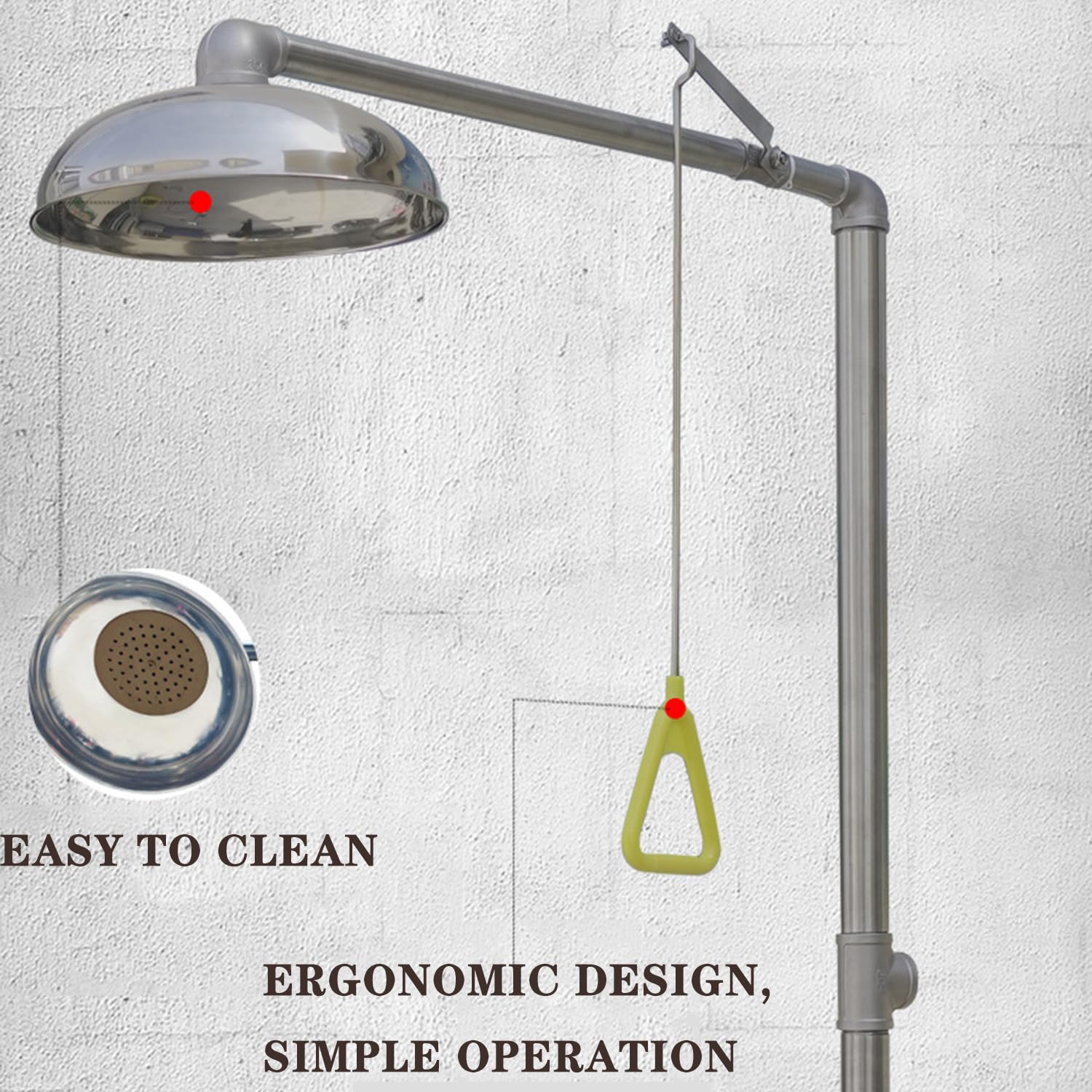 Estación lavaojos de Emergencia, Ducha lavaojos combinada de Acero Inoxidable, caudal de 120-180 l/min, Incluye señal de lavaojos, Ideal para Uso Industrial y de Laboratorio.