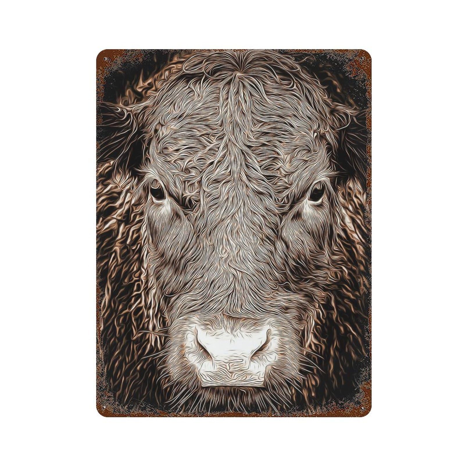 Vintage Metal Tin Sign Bison 15.7"x11.8", Classic Wall Plaque for Pub, Kitchen And Man Cave Decor