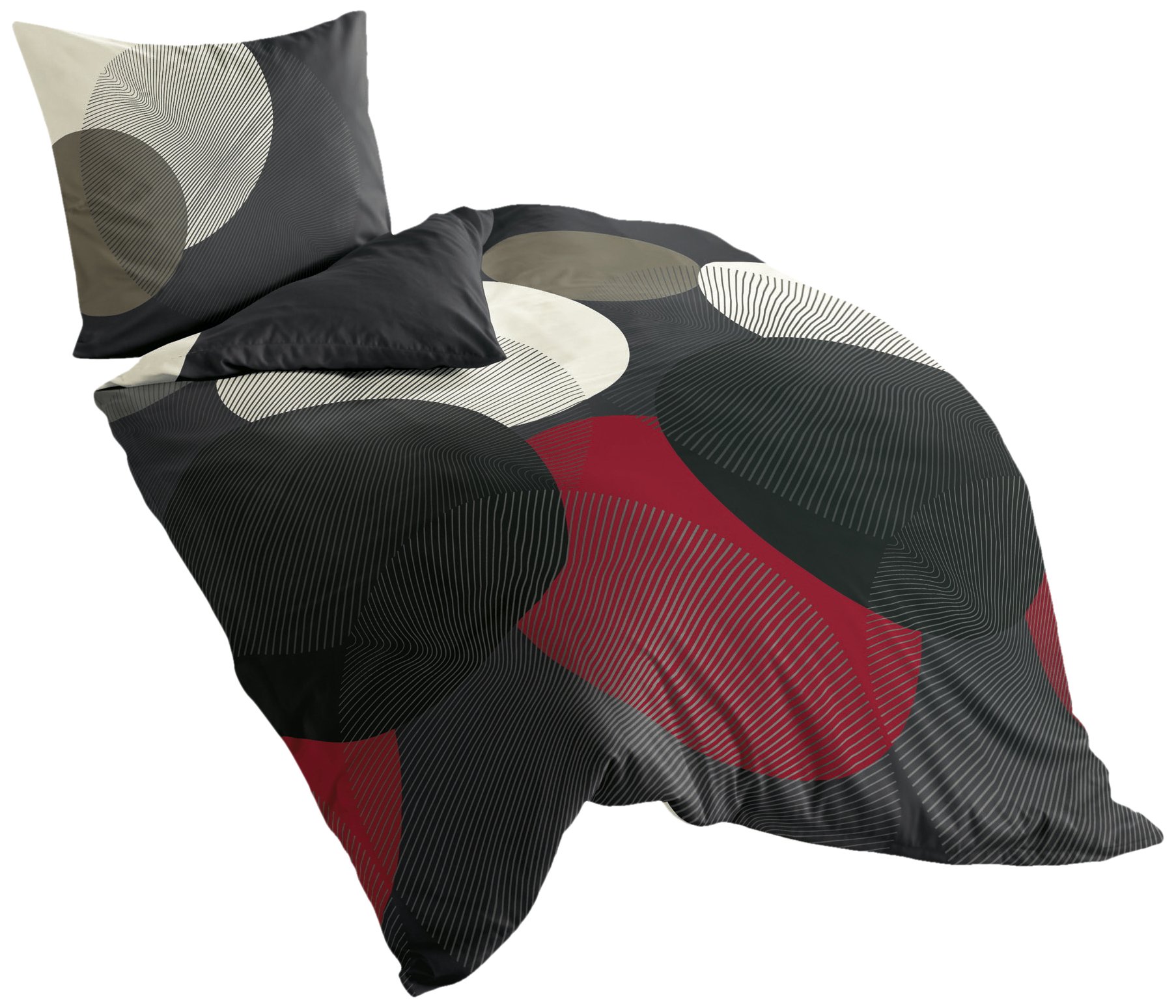 Bierbaum, Mako-Satin Bettwäsche , Designed in Germany, 6155 rot 13, 155x220 cm + 80x80 cm