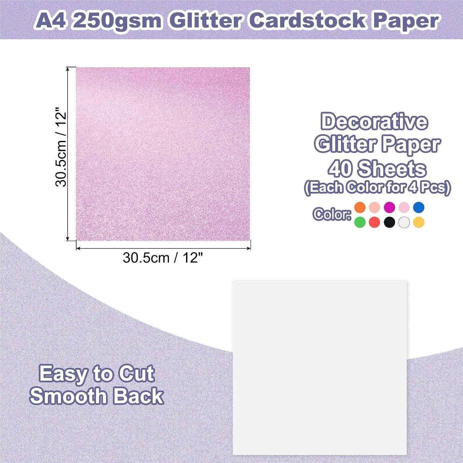 Glitter Cardstock 40Sheet Colorful Glitter Cardstock 12Inch Decorative Paper Card Stock Shiny Scrapbook 250gsm Sparkly Large Shimmer(Orange)