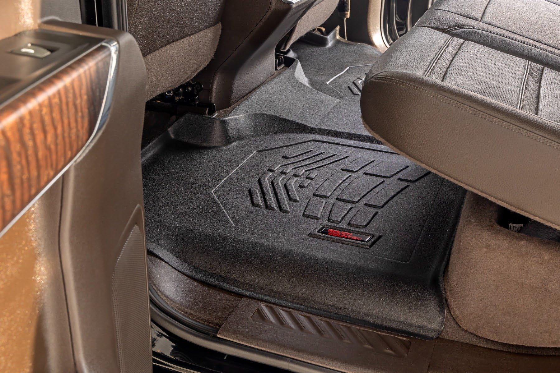 Rough Country Sure-Fit Floor Mats for Chevy Silverado GMC Sierra 1500 2500HD 3500HD 2019-2025 Bench Seat - Waterproof — view 4