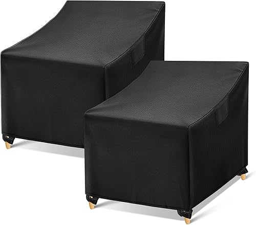 WLEAFJ Fundas impermeables para sillas Adirondack para exteriores, fundas negras para muebles de patio, fundas de asiento profundo de patio, paquete