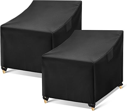 WLEAFJ Outdoor Chair Covers Waterproof, Black Lawn Patio Furniture Covers, Heavy Duty Wicker Garden Sofa Chair Cover, 2 Pack - 30" W x 37" D x 31" H