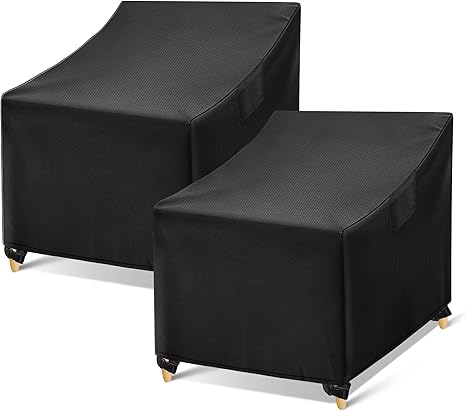 WLEAFJ Outdoor Chair Covers Waterproof, Black Lawn Patio Furniture Covers, Heavy Duty Wicker Garden Sofa Chair Cover, 2 Pack - 30" W x 37" D x 31" H