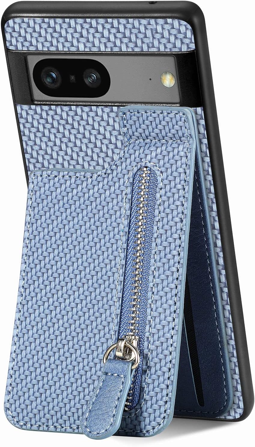 Compatible with Google Pixel 6A Case with Credit Card Holder, Leather Flip Cover with Card Slots Shockproof Protective Wallet Zipper Case for Google Pixel 6A Blue SDL