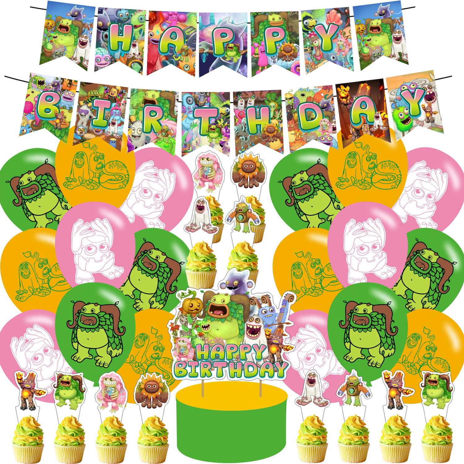 Amazon.com: karg Singing Monsters Birthday Decorations,Singing Monsters  Party Supplies Include Happy Birthday Banner, Cake Topper and Cupcake  Toppers, Balloons for Kids Party Decor : Home & Kitchen