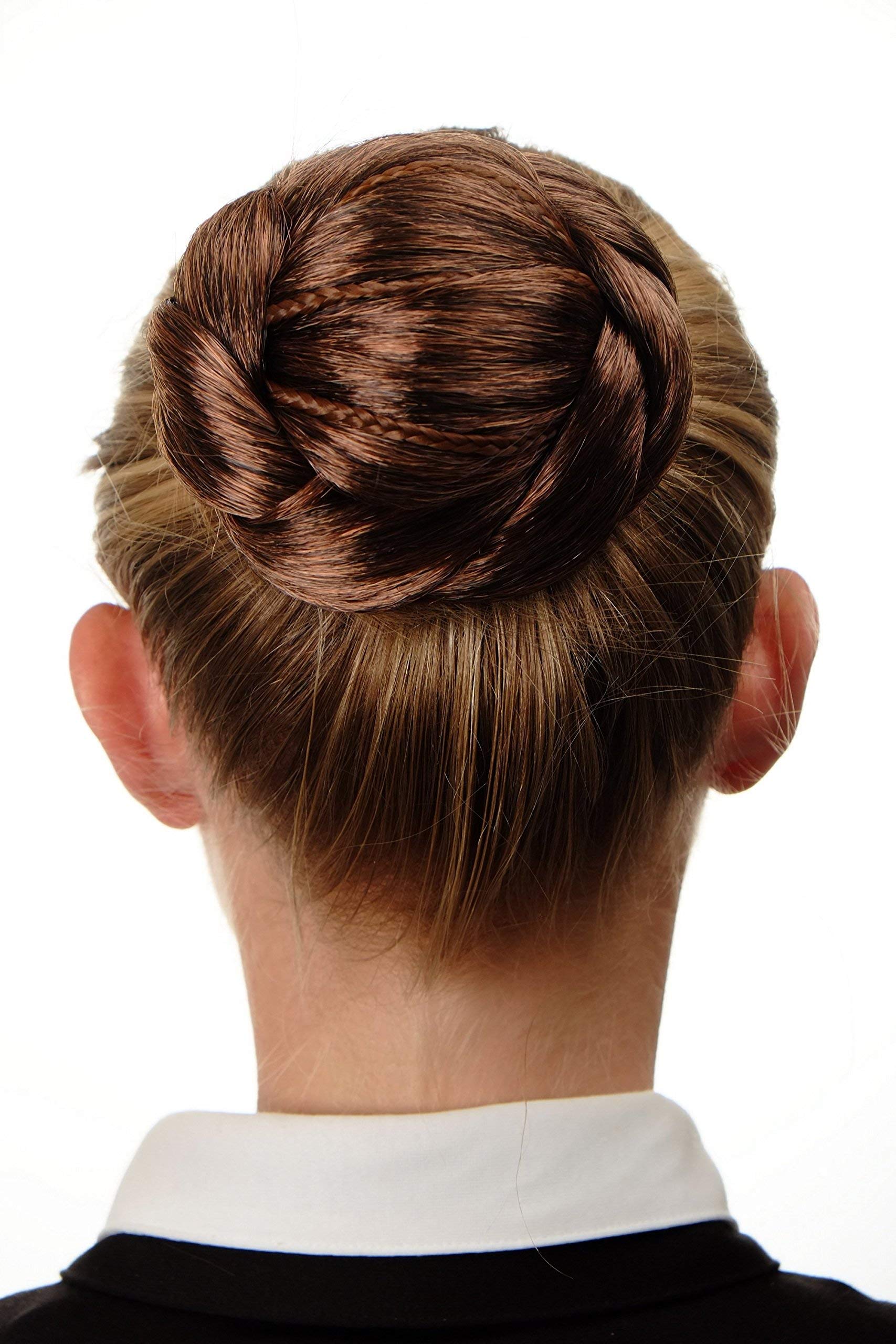 WIG ME UP - N672-4T30 Hairbun Hairpiece bun hair knot braided elaborate traditional custom chestnut brown mix
