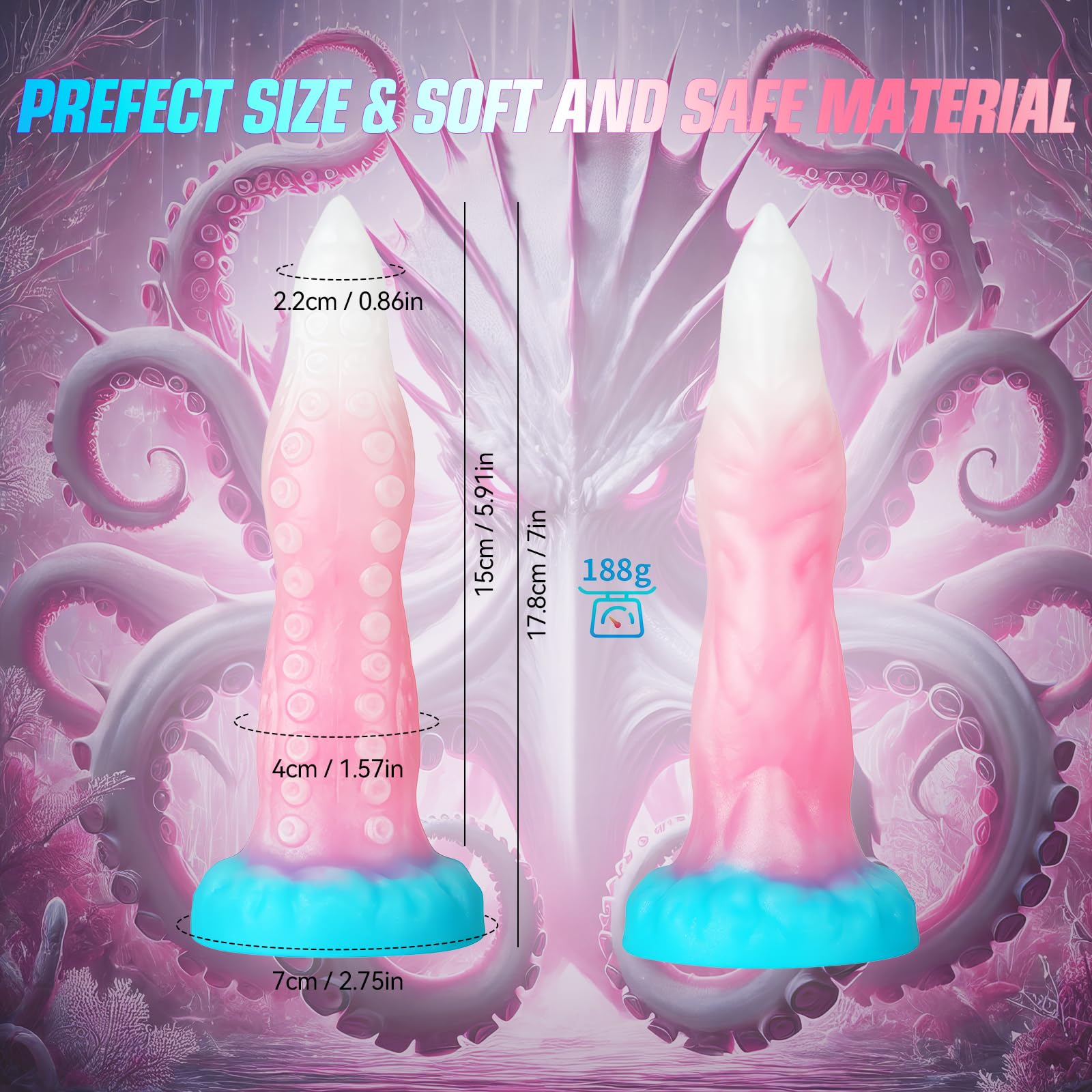 Monster Dildo Small Anal Dildo, 6.7" Tentacle Dildo Beginner Silicone Dildo With Luminous Pink,Strap On Dildo Realistic Dildos With Suction Cup,Anal Plug G spot Adult Sex Toy For Men Women Couples Gay