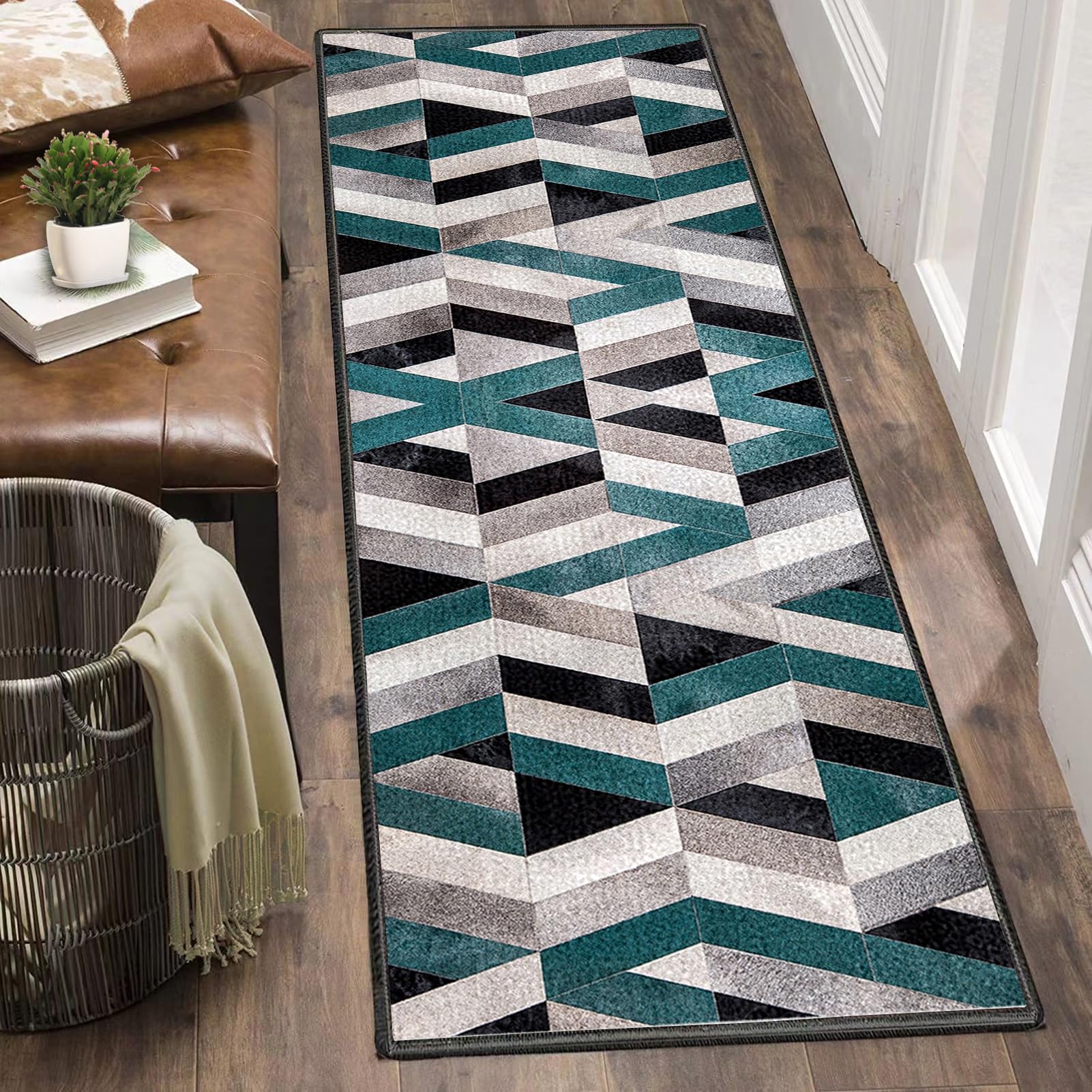 Dywan do długiego korytarza 80 x 250 cm Antypoślizgowy chodnik kuchenny Chłonny chodnik wejściowy dywan do kuchni, zmywalny, dywanik do przedpokoju, kuchni, salonu, sypialni