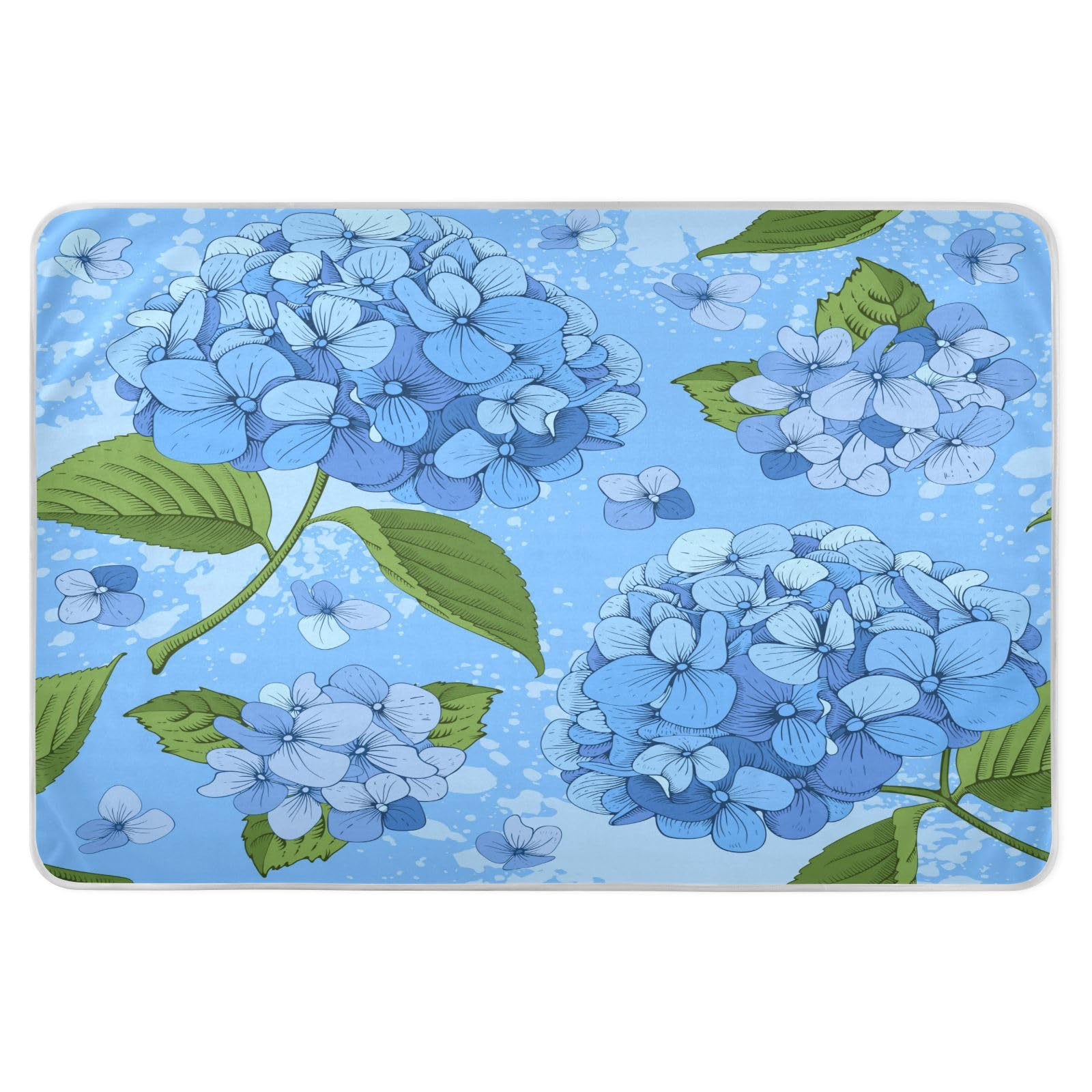 susiyo Luxury Hydrangea Blue Bed Pads for Incontinence Mattress Protector Anti-Slip Waterproof Pads (56