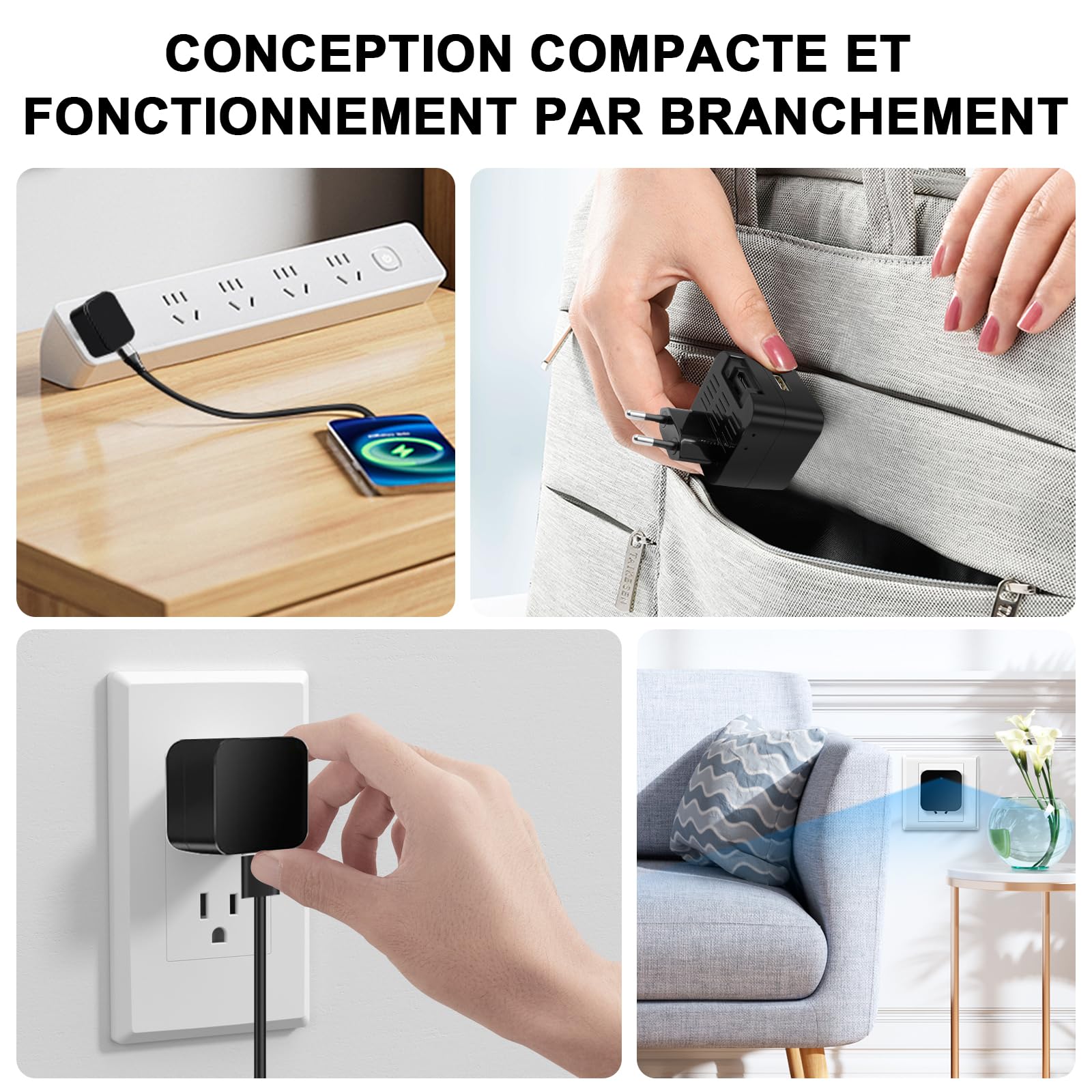 LXMIMI Caméra Cachée WiFi 5G, Caméra Espion Chargeur USB, Mini Caméras Espion Cachée HD 1080P avec Détection de Mouvement et Enregistrement en Boucle pour Visionnage à Distance Via l'application