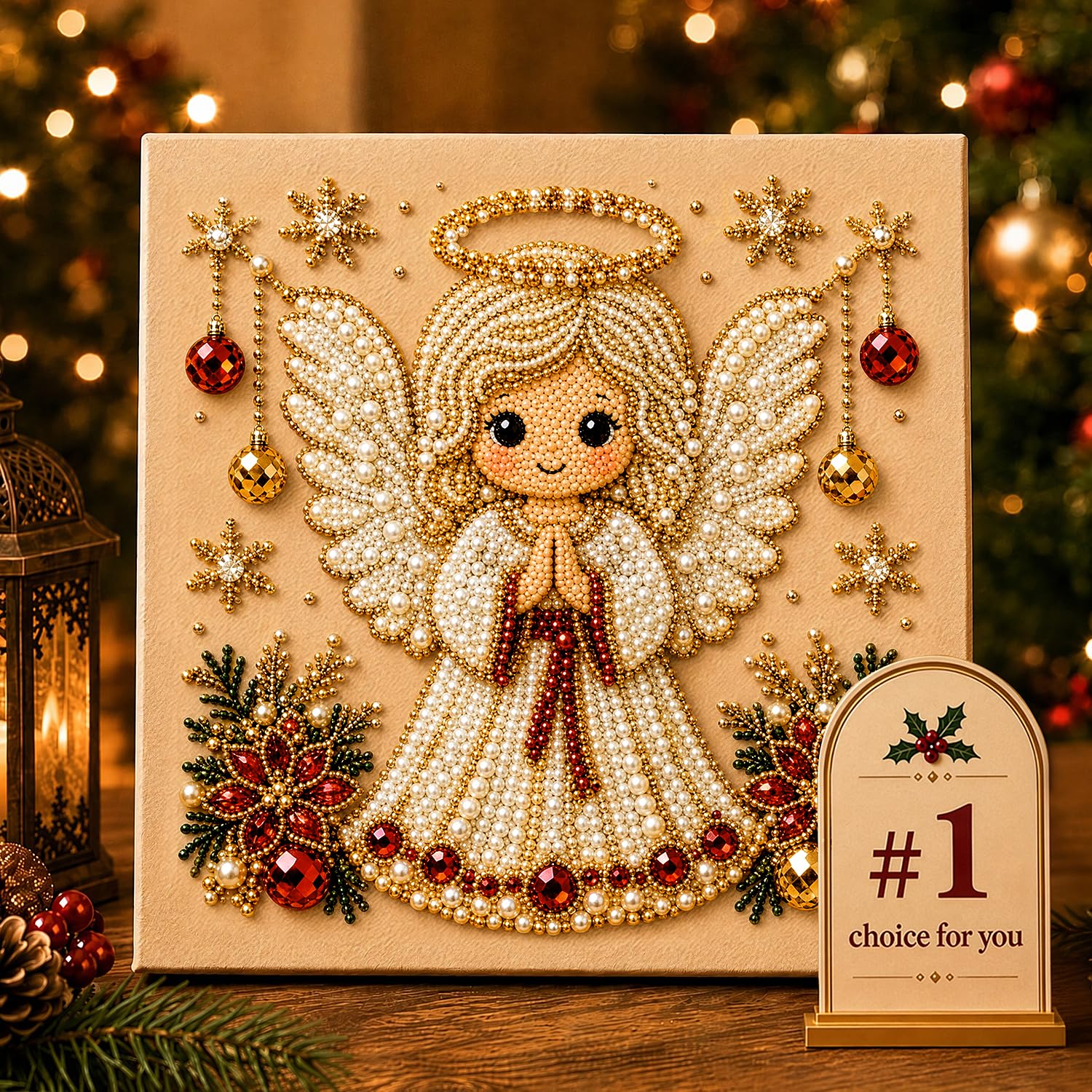 J Diy Christmas Pearl Diamond Painting Art Kit, Christmas Pearl Beads Art Craft For Adults, Gemstone Diamond Dots For Home Wall Decor, Relaxing Creative Hobby