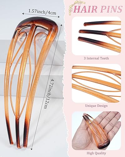 Miniatura 3 de 6 horquillas francesas para mujer, tenedores en forma de U para moño, moños, rizos franceses, fijación fuerte, 3 dientes internos, palillos para el