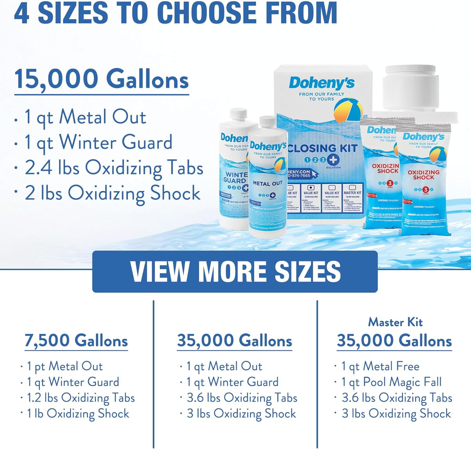Doheny’s Ultimate Pool Closing Kit, Winterizing Chemicals for Above Ground Pools, Inground Pools, Includes Pool Shock, Winter Pill, Algaecide, Stain Preventer, Treats up to 15,000 Gallons - Image 5