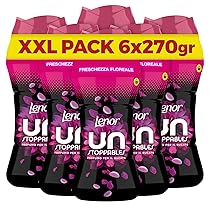 Lenor Profumatore Bucato Perle Profumate Lavatrice, Unstoppables Freschezza Floreale, Mega Pacco 6 x 270g, Intensificatore Di Profumo