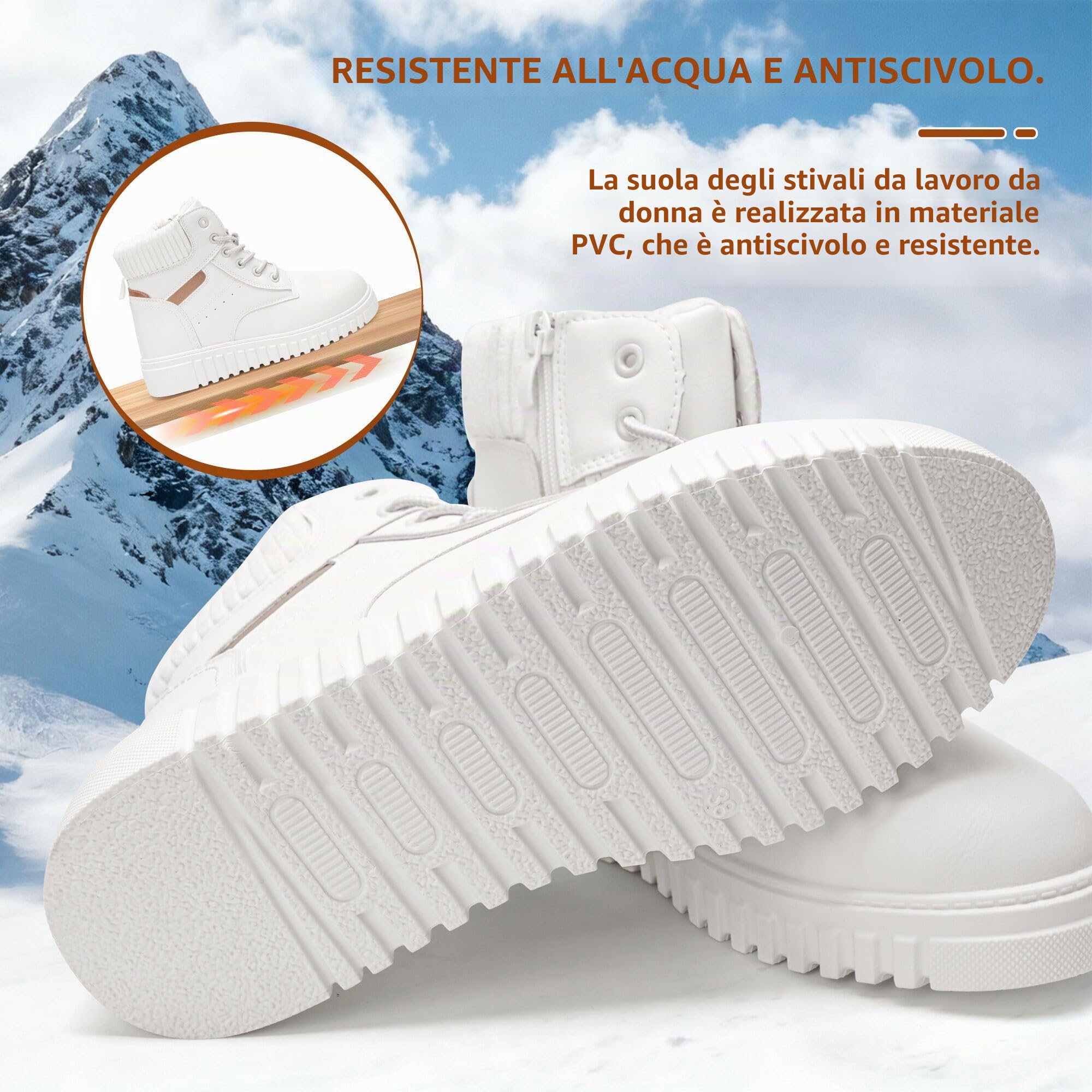 GLAMORA Stivaletti invernali da donna impermeabili e termici con suola antiscivolo e fodera calda in pelliccia comoda e leggera, ideali per città, lavoro o attività all'aperto
