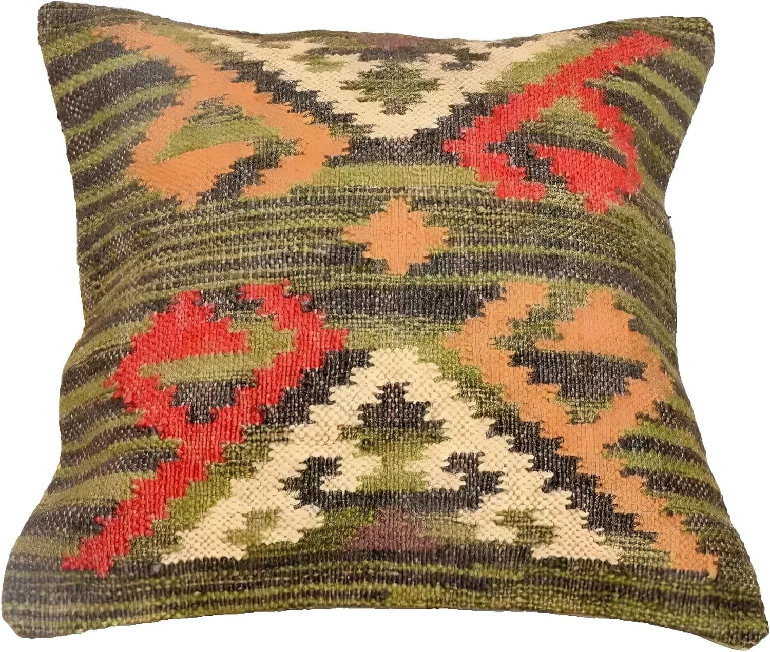 Housse de coussin kilim authentique en laine et jute 45x45 cm