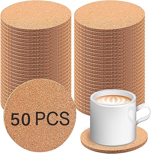 100 posavasos de corcho para bebidas, posavasos en blanco a granel para manualidades, antideslizantes, resistentes al calor, absorbentes y