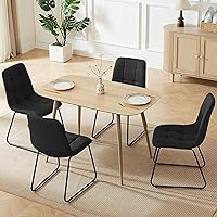 Vista 10 de Mesa de comedor moderna de granja de 47.2 pulgadas, mesa de comedor rectangular de madera con patas de metal para 4 personas para comedor, cocina