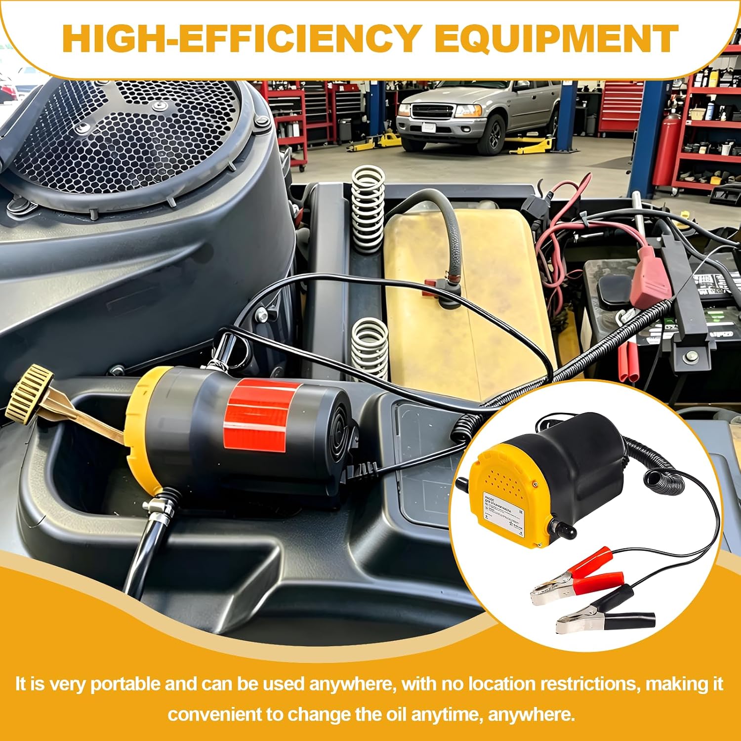 Oil Pump, 12V 60W Scavenge Diesel Suction Transfer Pump with Clamps & Hoses, Fluid Change Tool Electric Engine Oil Extractor Quick Changer for Cars Trucks RVs Motorcycles