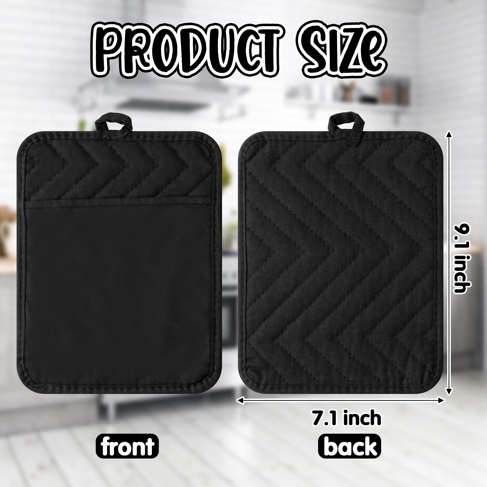 Txsniver Pot Holders Set Of 2 - Heat Resistant Quilted Hot Pads With Non-Slip Pockets