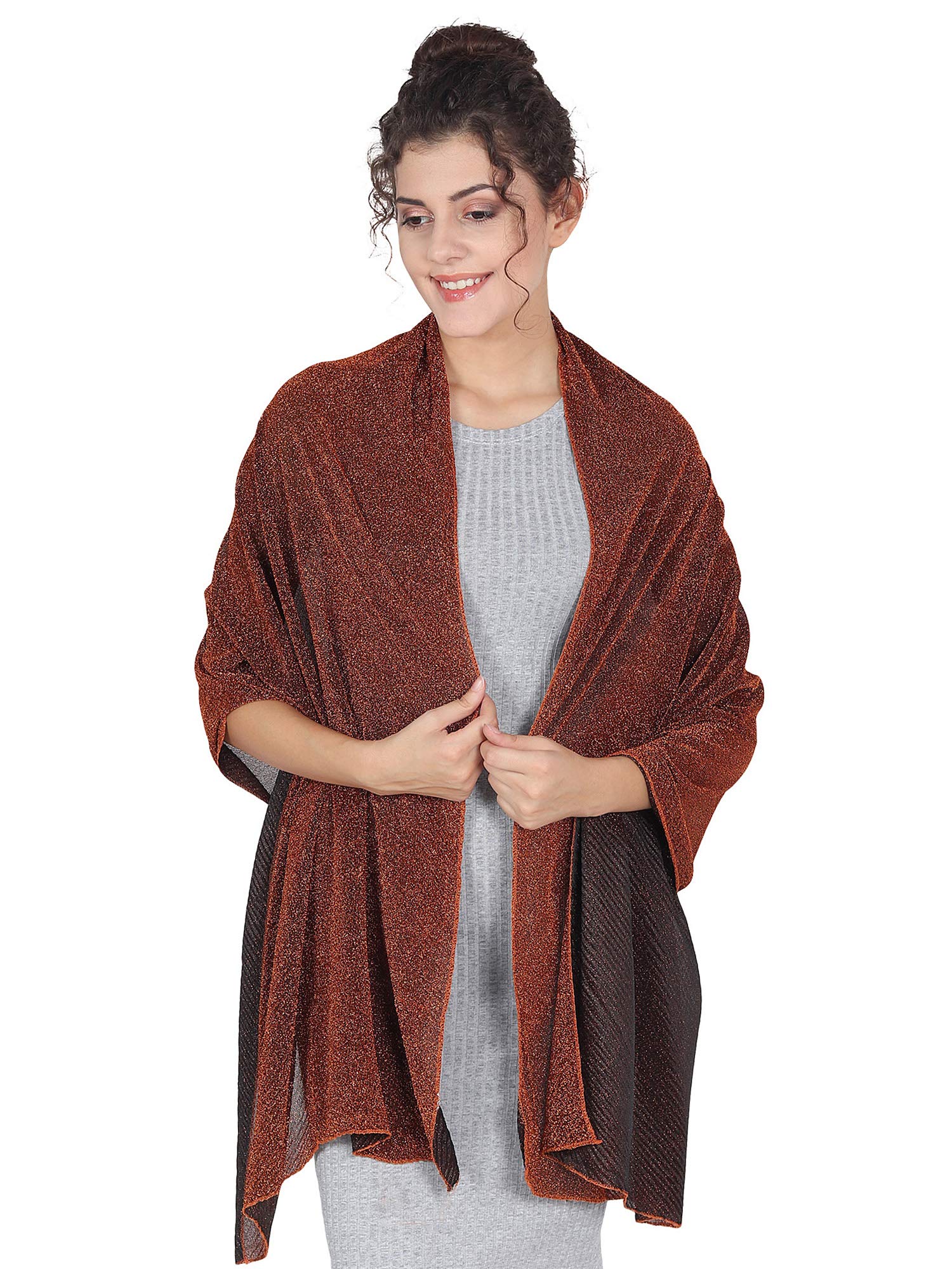 World of Shawls Wedding Wrap Stole Shawl Evening, Bridesmaid, Parties, Prom Scarf (Metallic Copper)