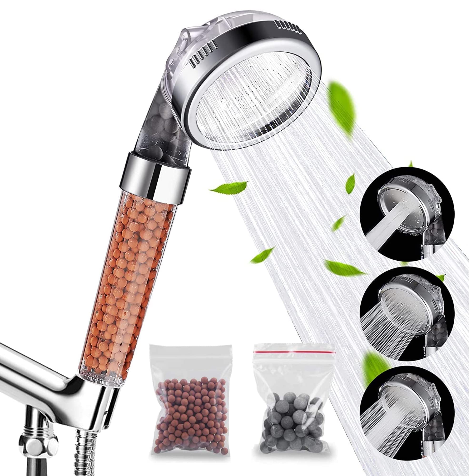 Sulfar Filtered Handheld Shower Head | Ionic Rainfall Spa Shower | Helps Reduce Hair Loss, Saves Water, Removes Chlorine & Purifies Water | (Transparent)