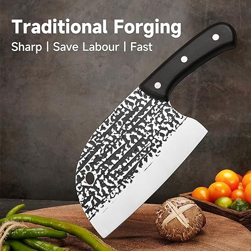 Miniatura 6 de Cuchillo de carnicero profesional serbio - Cuchillo de carnicero para carne de 6 pulgadas, acero inoxidable al carbono