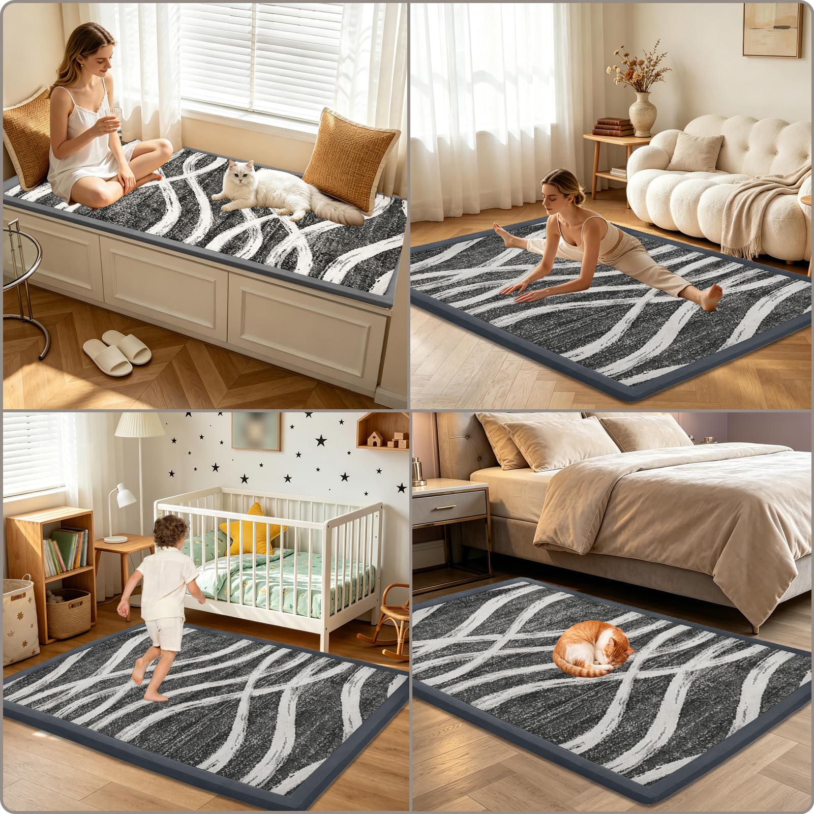 Mata do zabawy dla niemowląt o grubości 2 cm mata do raczkowania z pianki z pamięcią kształtu 130 x 130 cm | Koralowy aksamitny dywan do przedszkola antypoślizgowa miękka mata podłogowa dla niemowląt dzieci salon pokój zabaw maluch