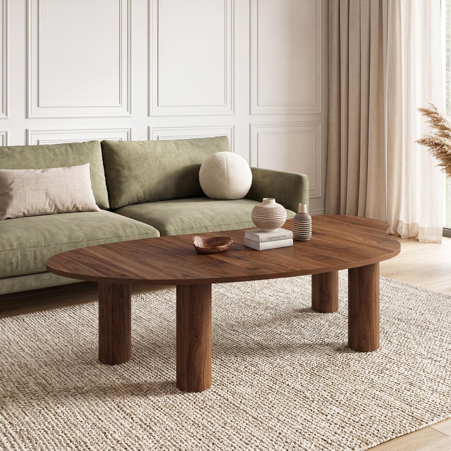 IDMarket – Mesa baja orgánica 140 cm madera efecto nogal