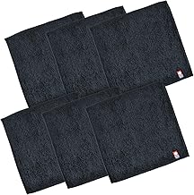Bloom Imabari Towel-Certified “with” Towel Handkerchief, Set of 6, Hand Towel, 7.9 x 7.9 inches (20 x 20 cm), Smaller, Compact, Simple, 100% Cotton, Made in Japan (Carbon Black)