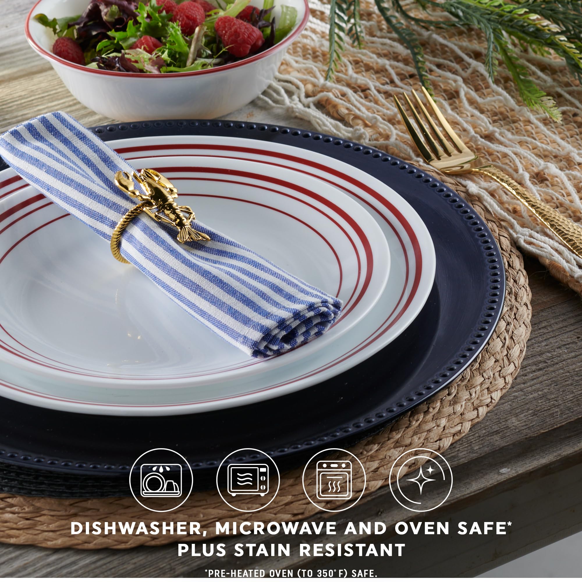 Corelle Logan 12-teiliges Geschirr-Set, Service für 4 Personen, dreilagig, splitter- und rissfest, Glasteller und Schüssel-Sets