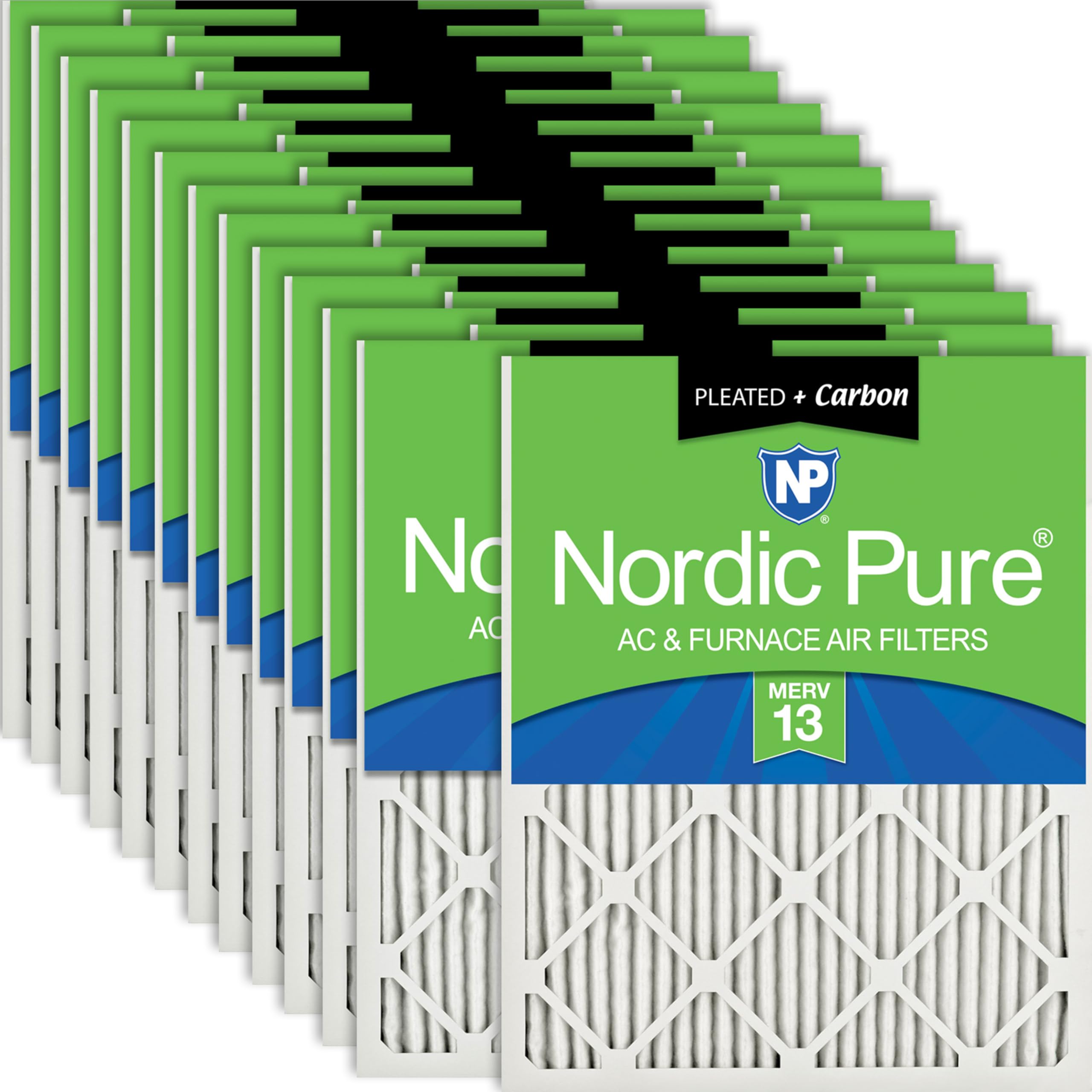 Nordic Pure 10x20x1 Pleated MERV 13 Plus Carbon Air Filters 24 Pack