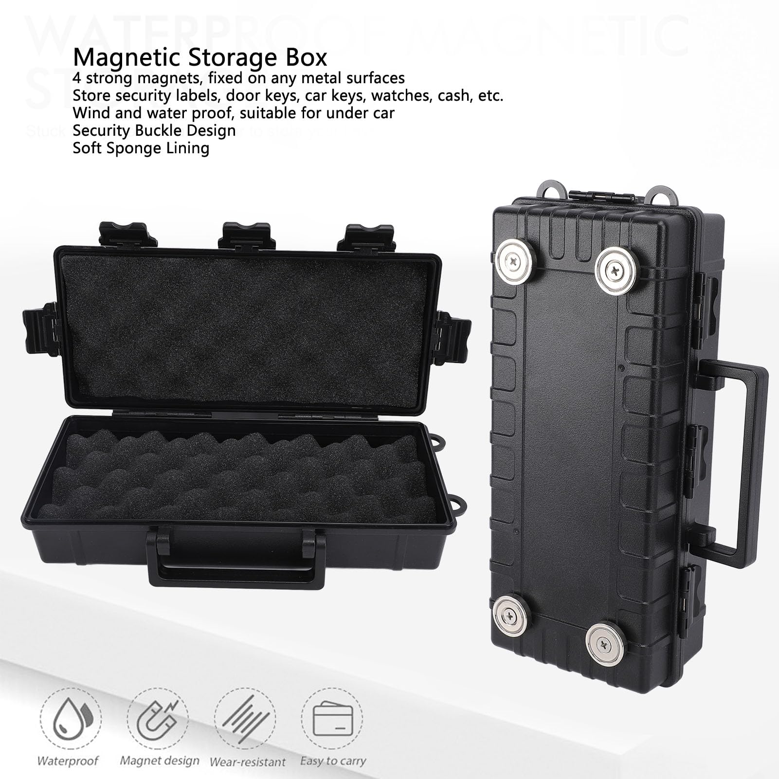 Magnetic Key Box Concealed Magnetic Key Holder Portable Key Organizer Under Car for Security 28x12x7cm