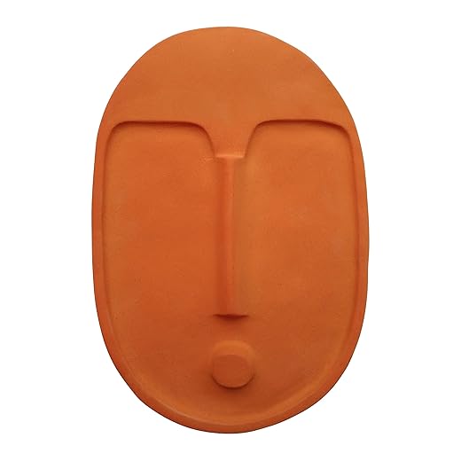 5mm Paper Decorative Ceramic Wall Mask, Matte Terracotta Glaze, 11 x 7.5 inches, Wall Decor for Living Room, Bedroom, Entryway or Office