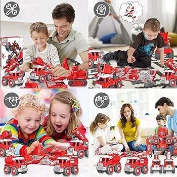 Amazon | Kuman 5-in-1 組み立てロボット車おもちゃセット