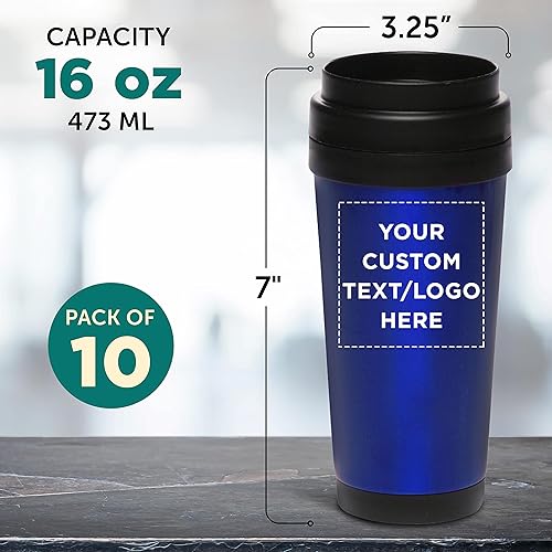 Miniatura 29 de Tazas de viaje de acero inoxidable con aislamiento personalizado, 16 onzas, juego de 50, paquete personalizado a granel, perfectas para café helado