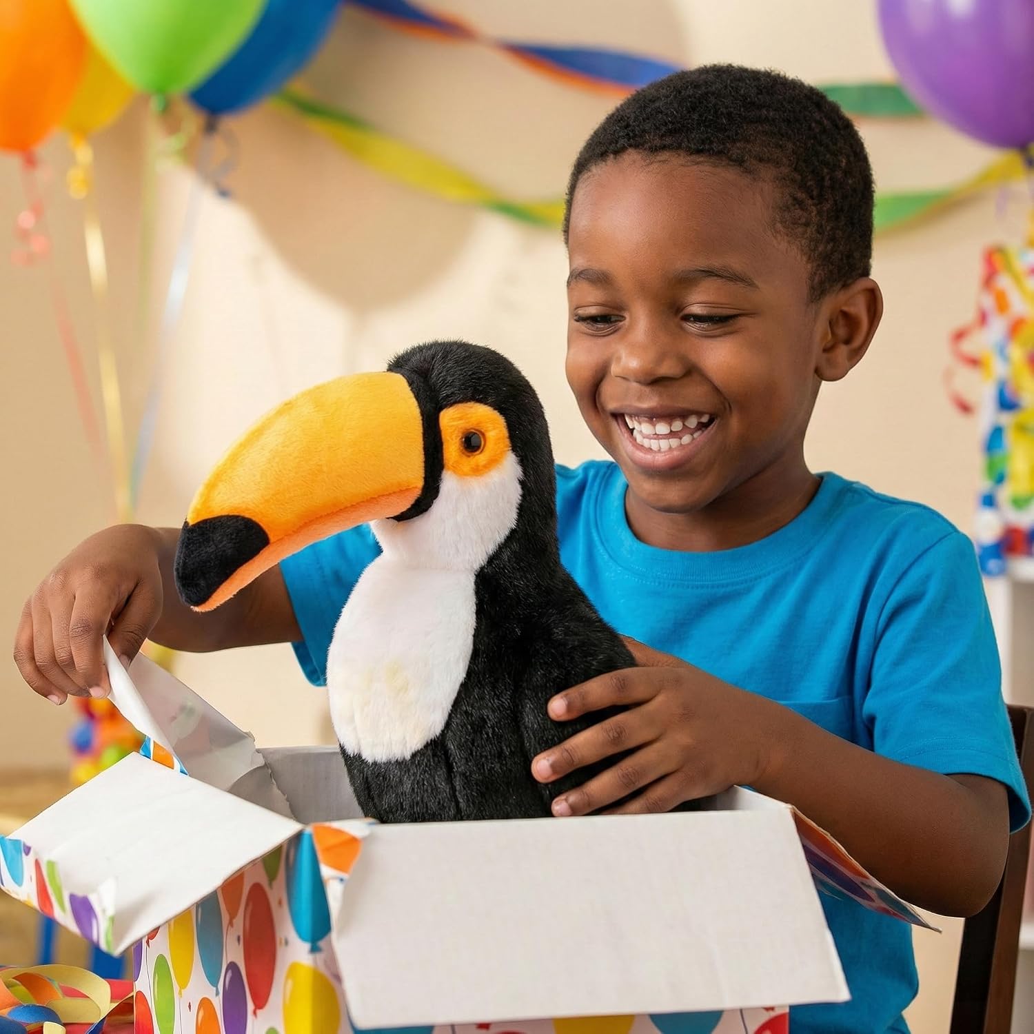 Toucan Plush Toy - Realistic 11.5inch Black Toucan Stuffed Animal, Cute Bird Toucan Plush as Gift for Your Friends