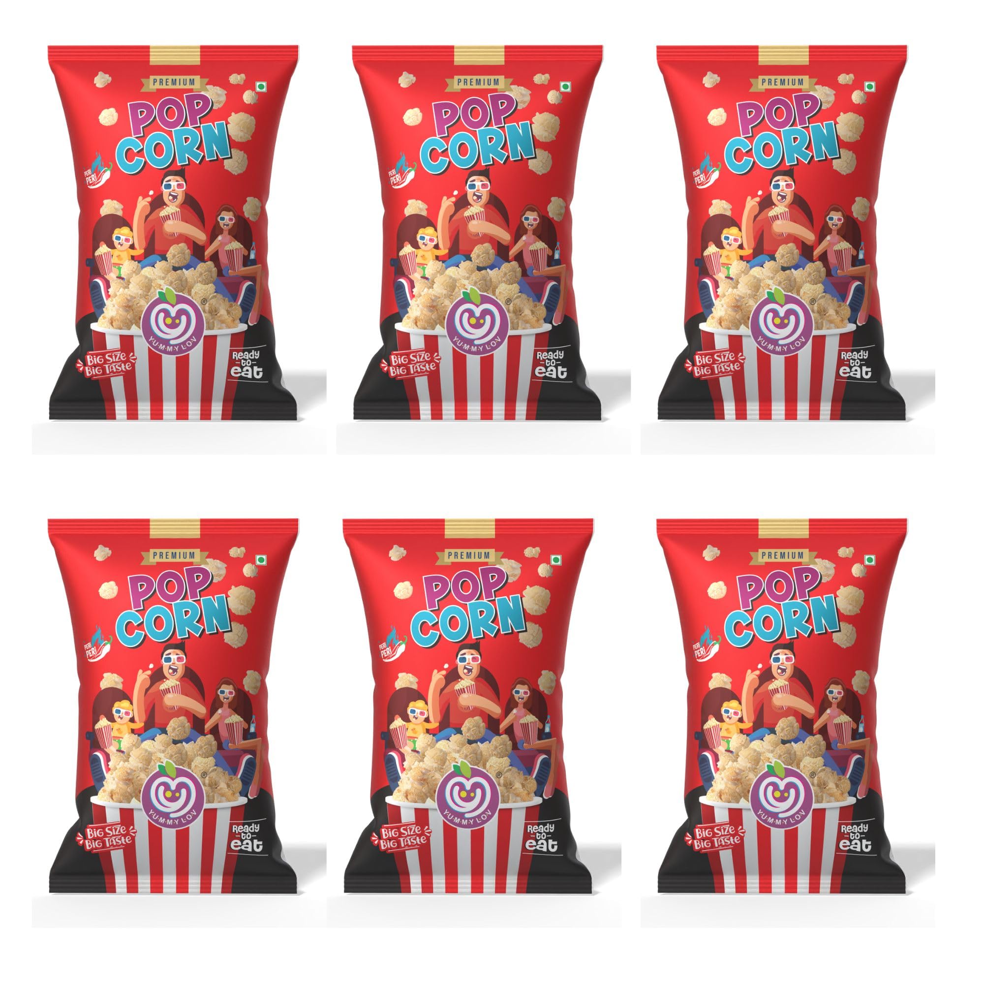 Yummylov Peri Peri Popcorn | Crispy & Savory Snack | Made from Premium Corn | No Palm Oil |Ready-to-Eat Pack | 6 x 30gm | Ideal for Office, School,Travel & Movie-image-24