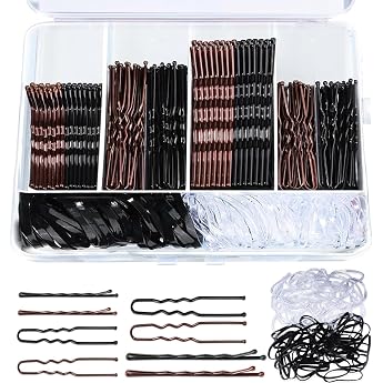 Set mit 300 St ck Haarnadeln darunter 200 Bobby Pins und 100 Haargummis f r Damen French U-Haarklammern in Schwarz und Braun Haarnadeln in den Gr en 5 cm 6 cm und 7 cm.