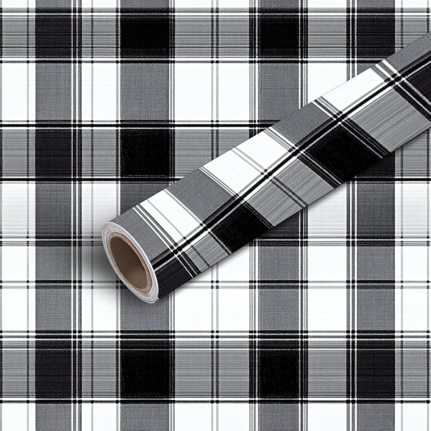 Deruinvaio Multi9 45X300 Peel And Stick Wallpaper Black White Plaid Checkered Tartan Seamless Suitable For Contact Paper Self Adhesive Wallpaper Removable Wall Mural Wall Sticker For Bedroom Kitchen