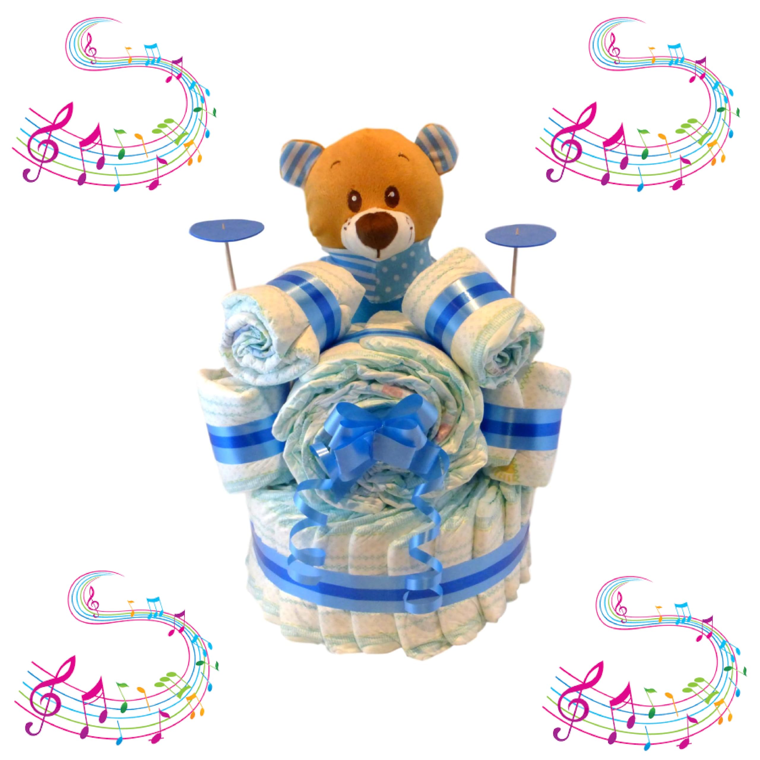 Torta Di Pannolini a Forma Di Tamburo Musicale Per Bambino