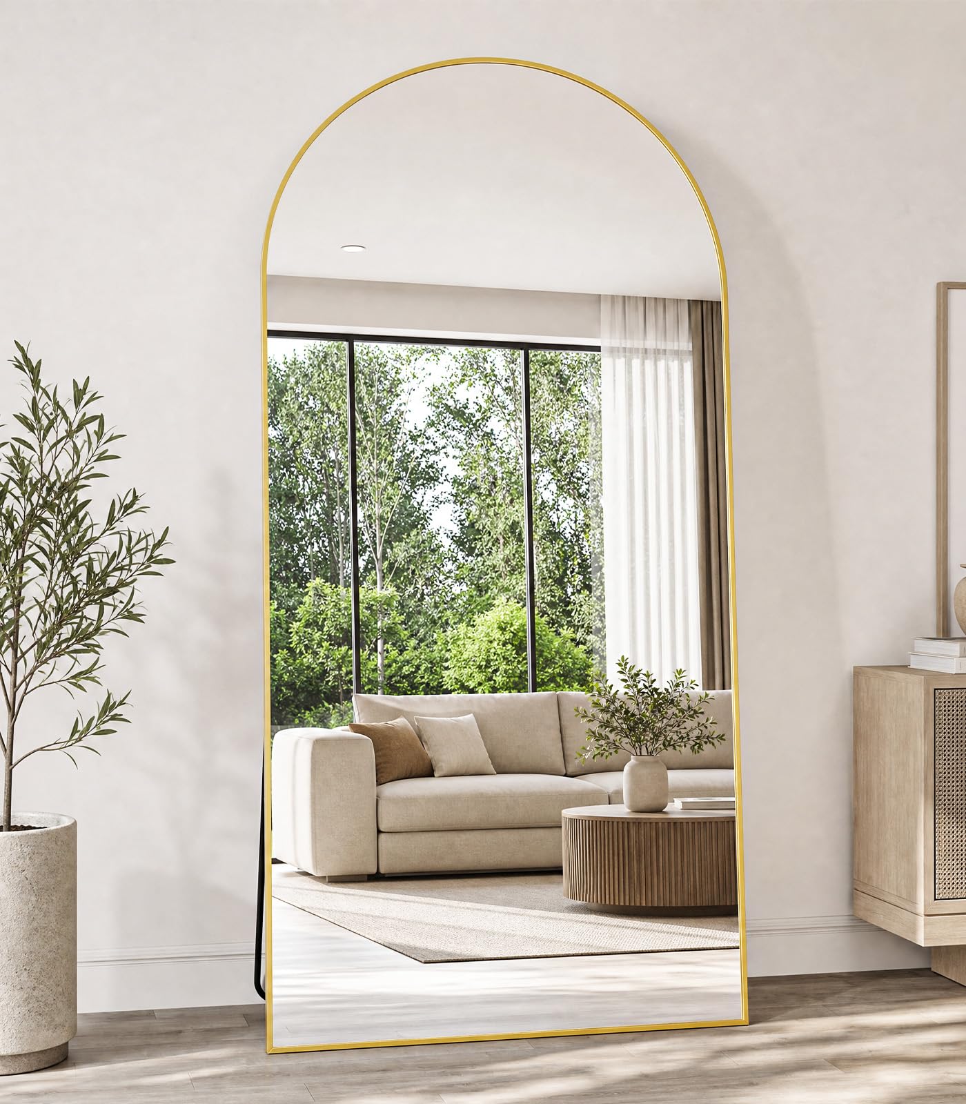 Koonmi 67x30 Arched Full Length Mirror, Floor Mirror with Stand