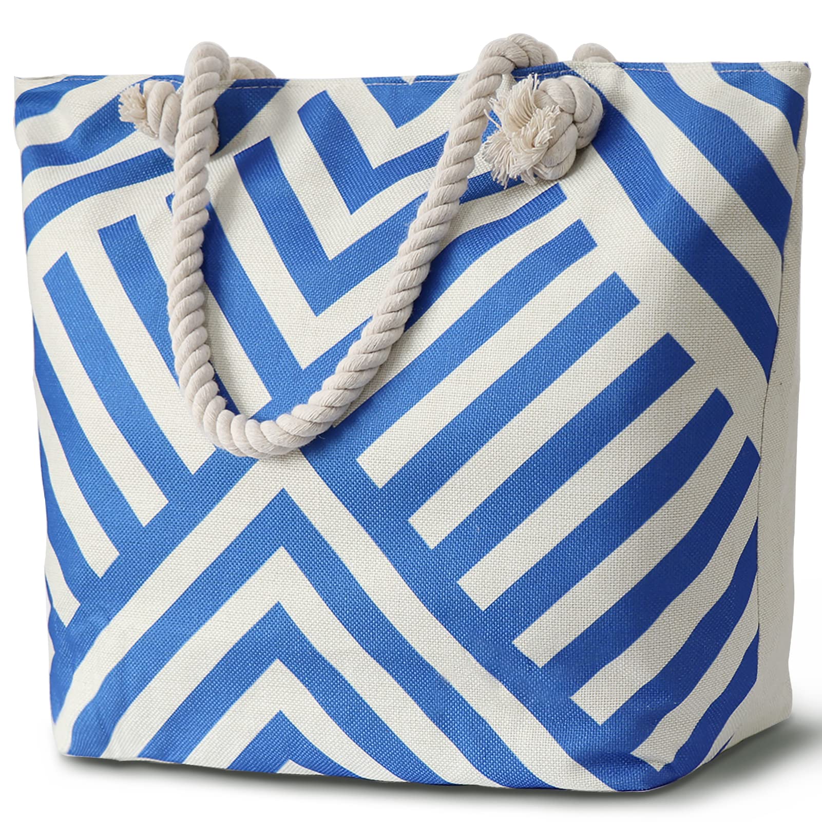 LEcylankErBolsa de Playa para Mujer, Bolsa de Playa Grande con Cremallera, Bolsa de Lona para Playa, Viaje, Piscina, Compras