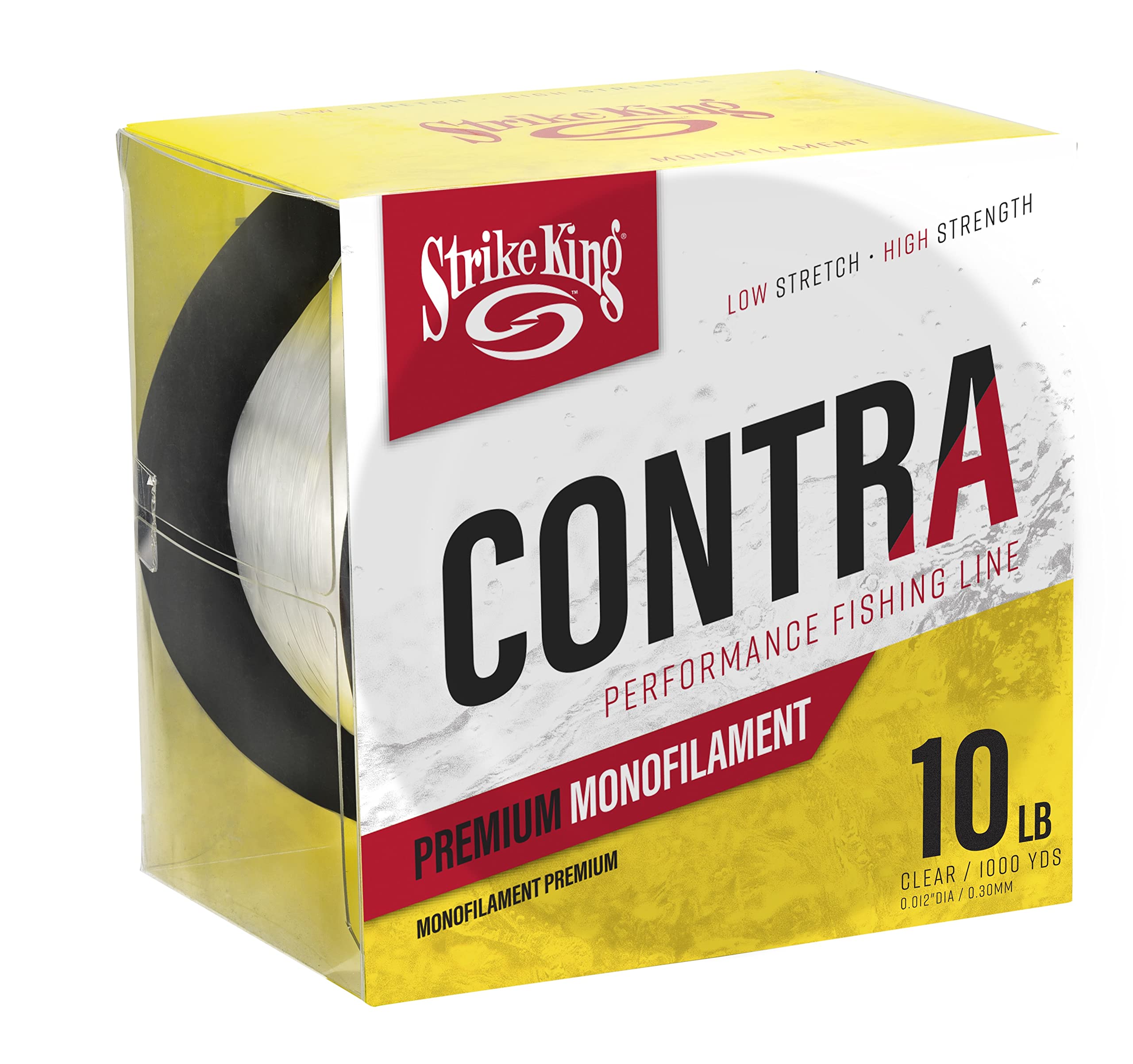 Strike King Contra Monofilament Performance Fishing Line, 1000-Yards, 10-Pound, Low Memory and Stretch, Clear