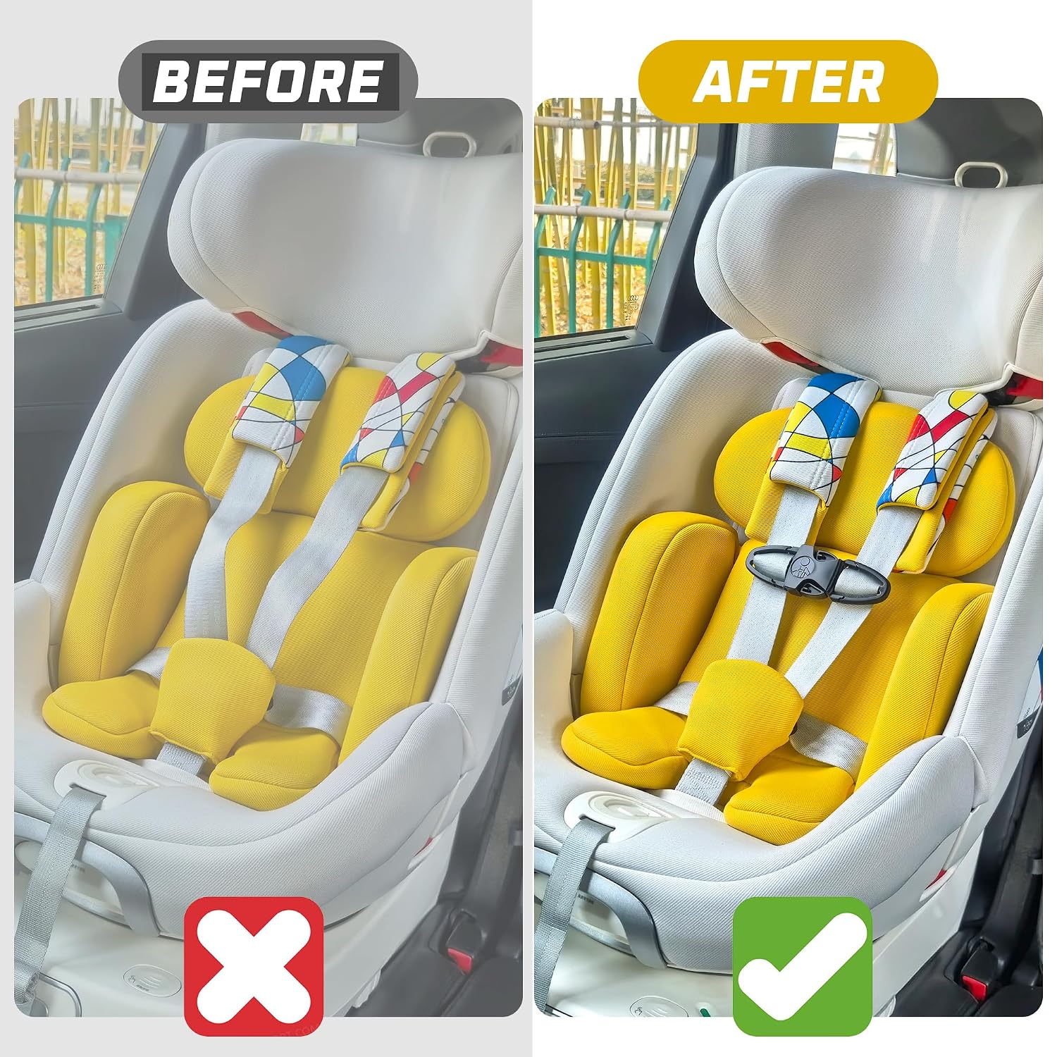 Universal Child Seat Chest Harness Clip, Anti-Escape Seat Buckle Guard Clip Lock, Safety Buckle Lock Replacement for Kids Trend Adjustable Guard, for Stroller (1 Pcs, Black)