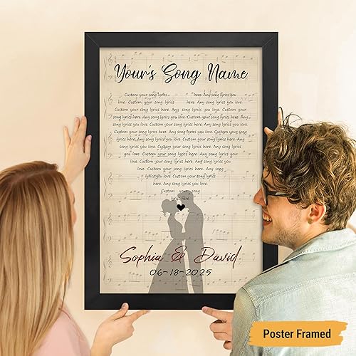 Vista 109 de VICILO Póster de letras de canciones personalizadas, enmarcado, lienzo personalizado, arte de pared, regalos para el día de San Valentín para él