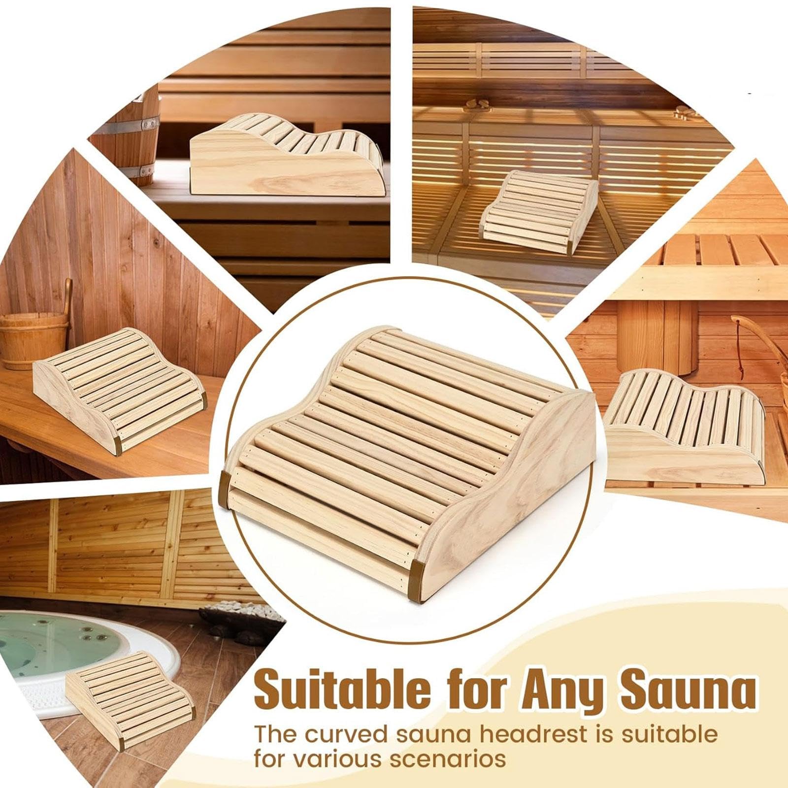 Baoblaze Poggiatesta per Sauna in Legno, Accessorio Moderno, Ergonomico E Portatile, Cuscino per Il Collo per Donne, Uomini E Amici, Ideale Come Regalo per Il