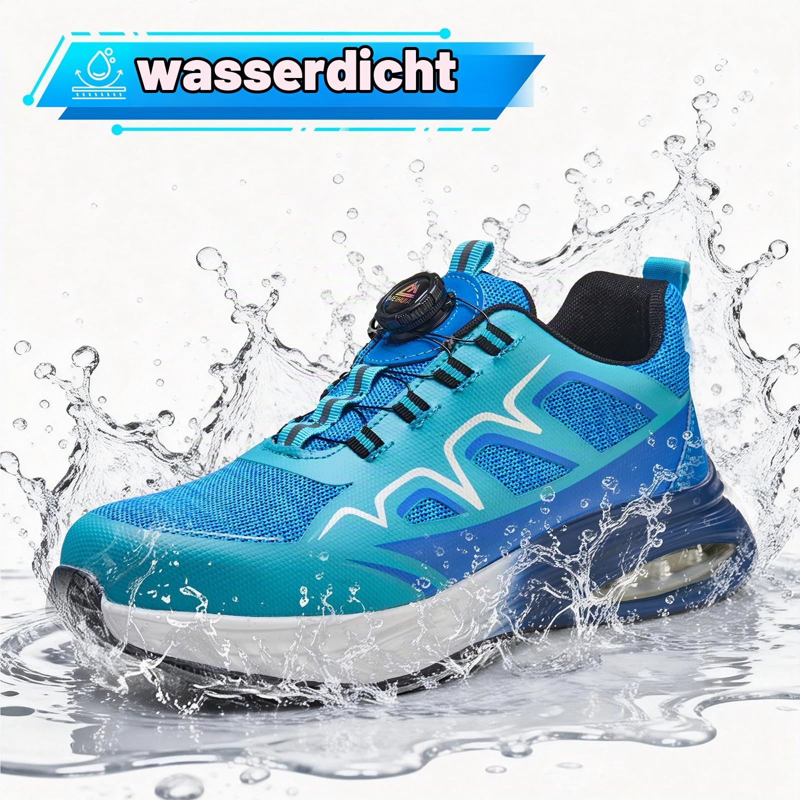 Arbeitsschuhe Herren Damen Sicherheitsschuhe mit Stahlkappe Leicht rutschfest Atmungsaktiv Schutzschuhe Bequem Stahlkappenschuhe(Blau,43EU)