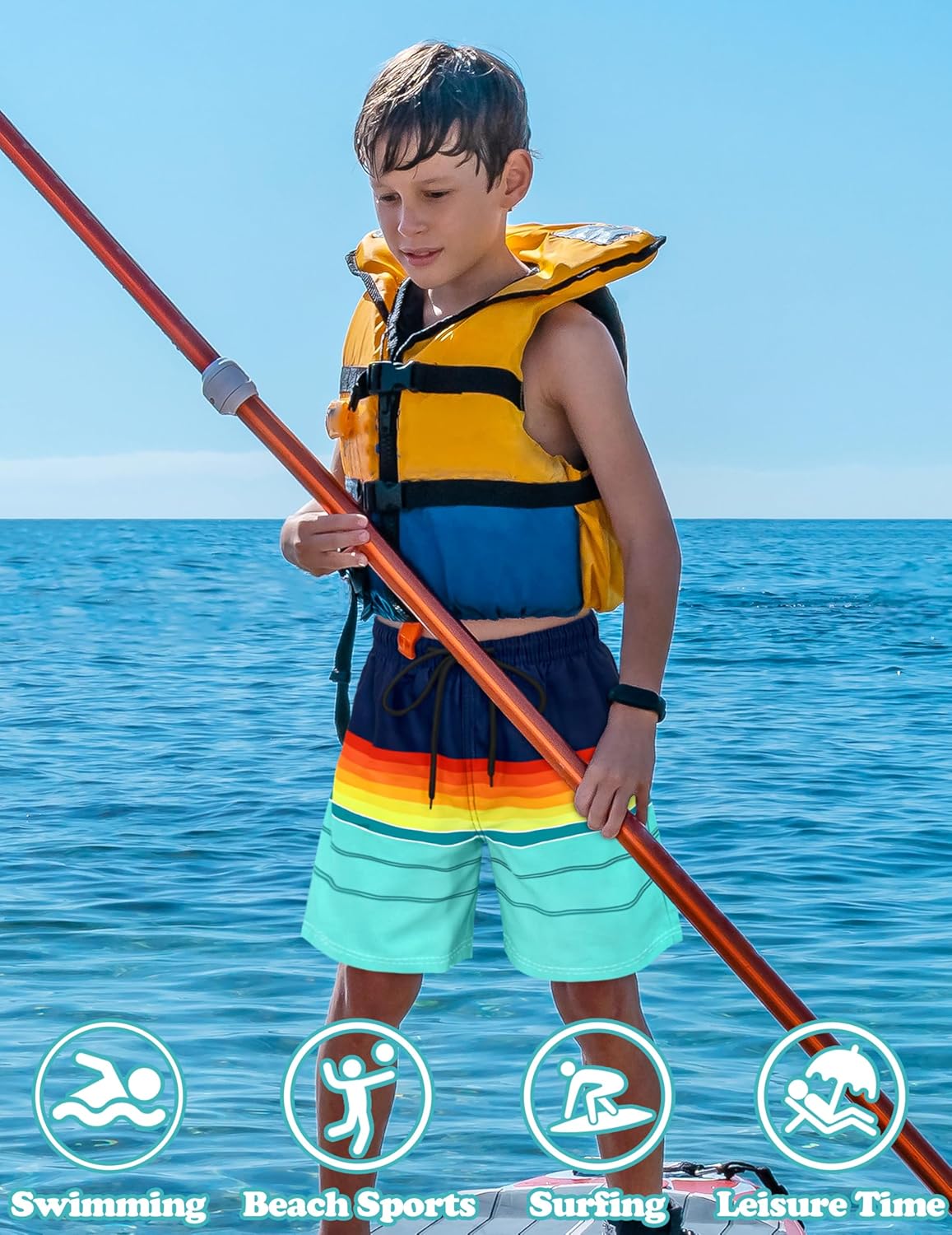 Sarfel Boys Swim Trunks with Compression Liner Kids Swimsuits Boys Bathing Suit Kids Board Shorts Teen Boy Quick Dry Shorts - Image 4